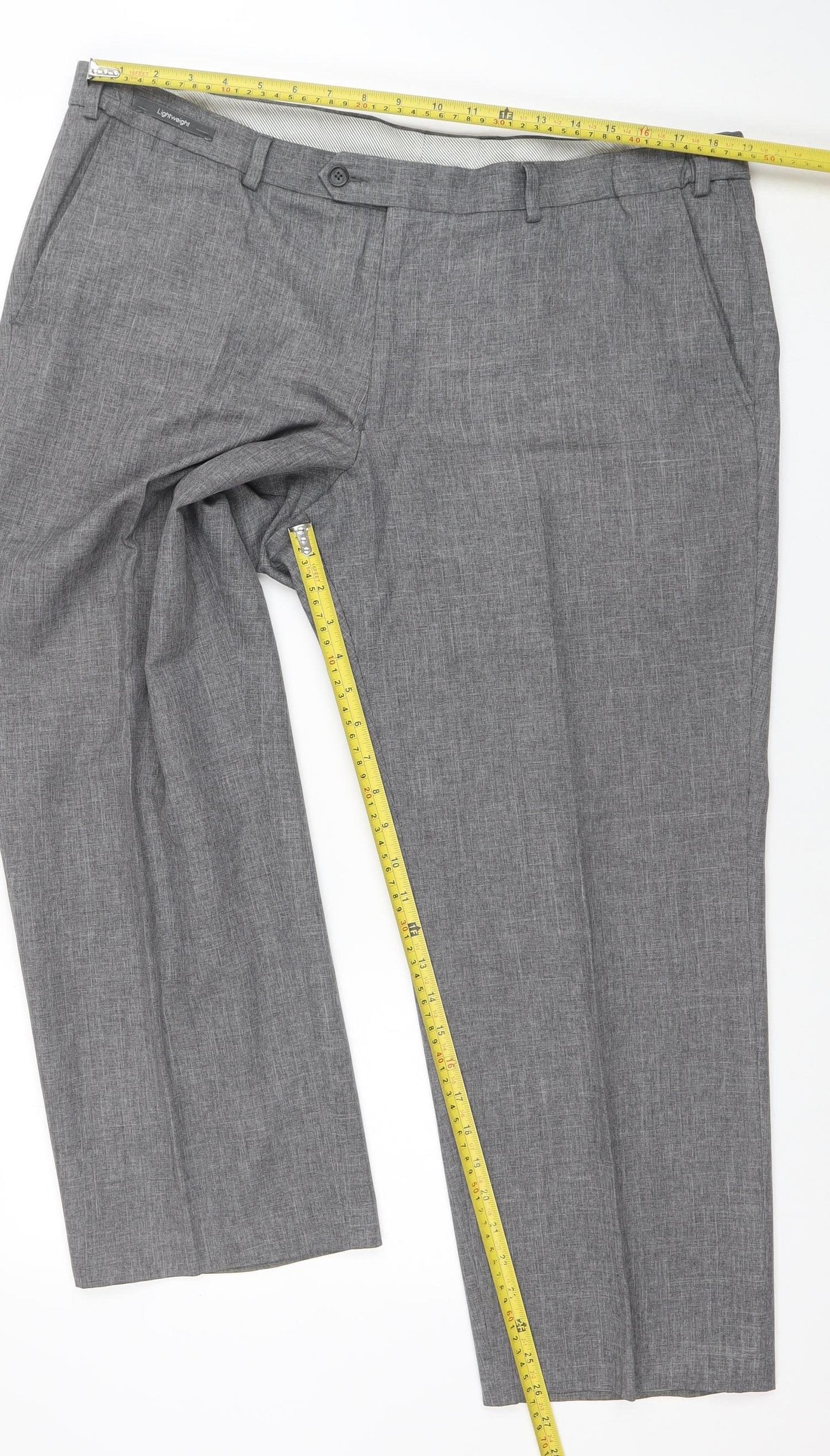Marks and Spencer Men Mid Grey Regular Fit Dress Trousers 40W 29L