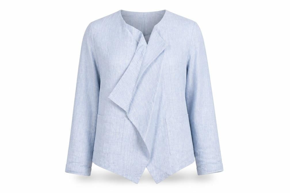 New Look Women's Blue Linen Blend Shawl Collar Blazer Size 8