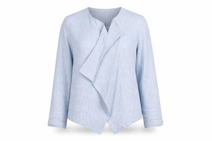 New Look Women's Blue Linen Blend Shawl Collar Blazer Size 8