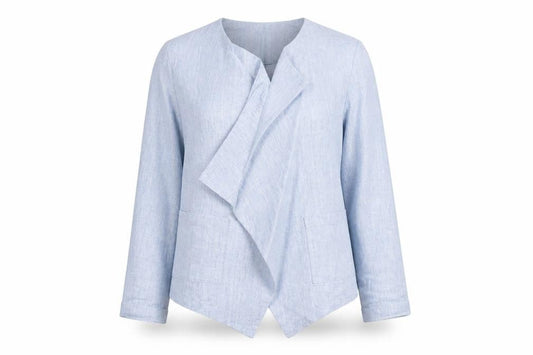New Look Women's Blue Linen Blend Shawl Collar Blazer Size 8