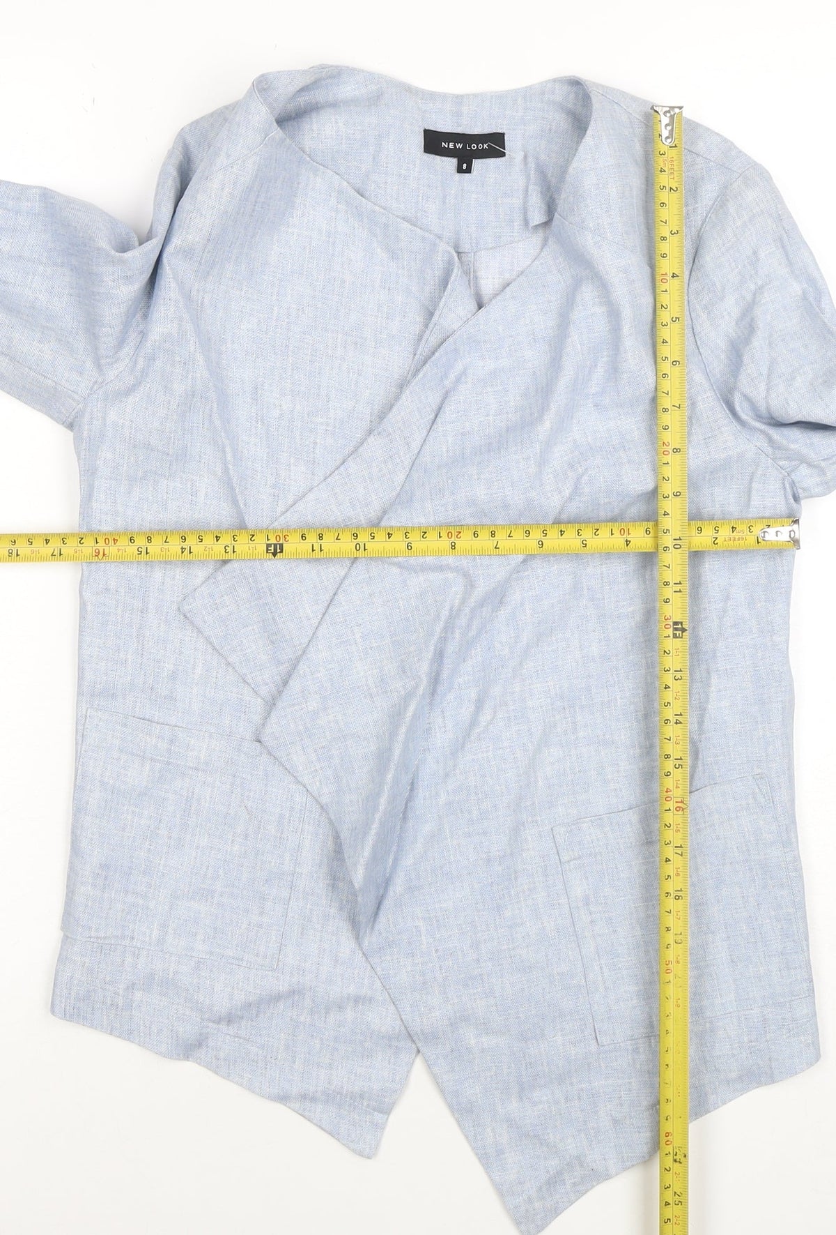New Look Women's Blue Linen Blend Shawl Collar Blazer Size 8