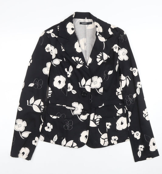 Bunoh.Q Women's Black Floral Single-Breasted Blazer Size M