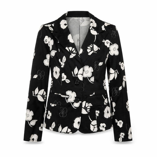 Bunoh.Q Women's Black Floral Single-Breasted Blazer Size M