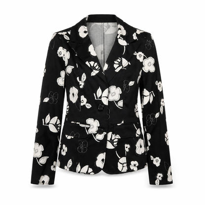 Bunoh.Q Women's Black Floral Single-Breasted Blazer Size M