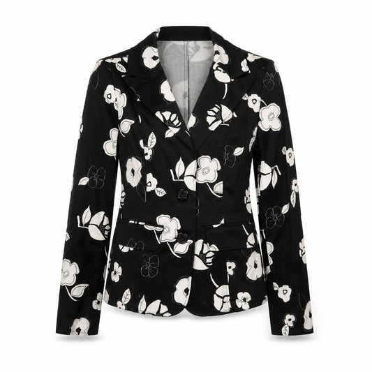 Bunoh.Q Women's Black Floral Single-Breasted Blazer Size M