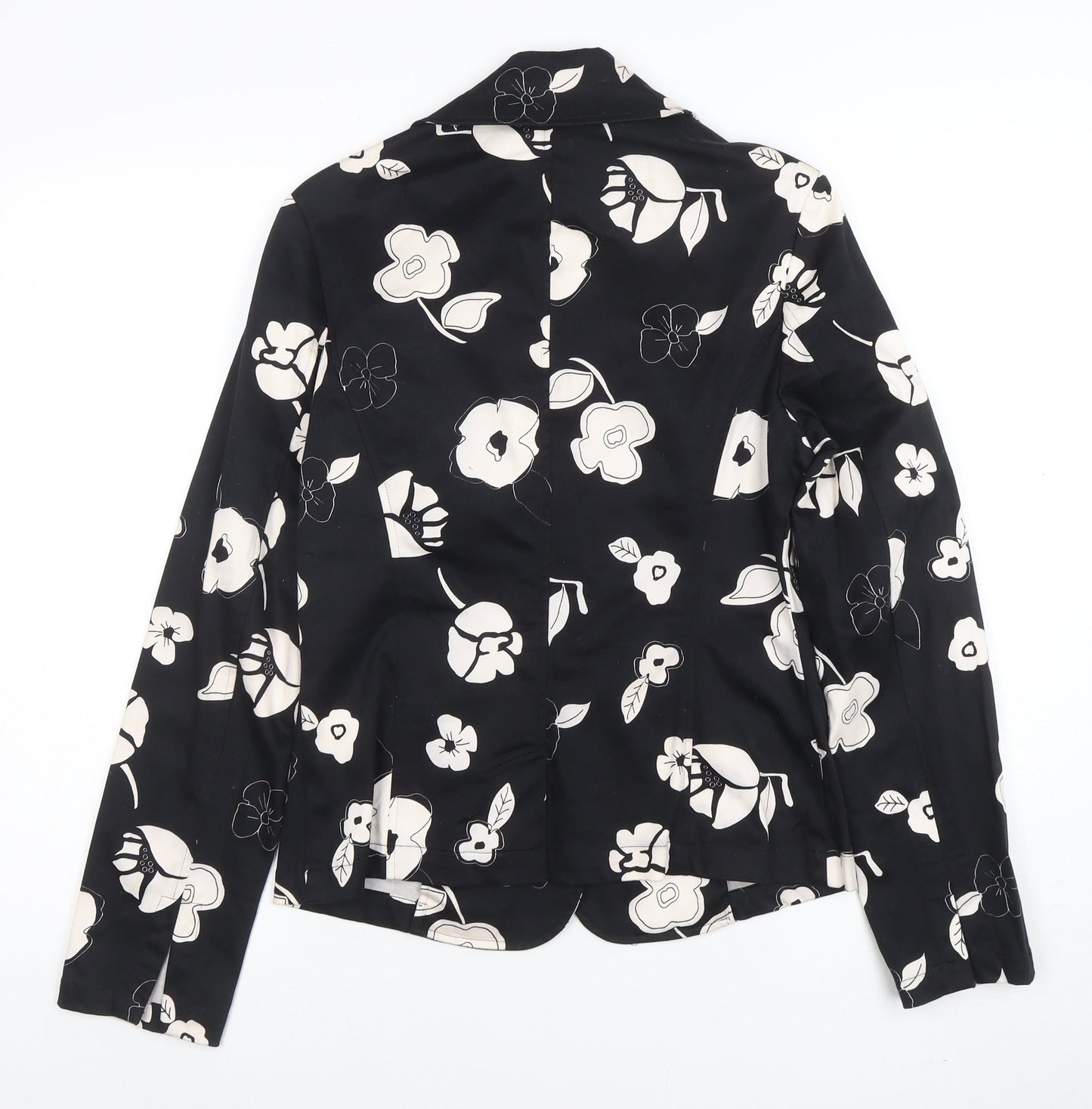 Bunoh.Q Women's Black Floral Single-Breasted Blazer Size M