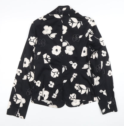 Bunoh.Q Women's Black Floral Single-Breasted Blazer Size M