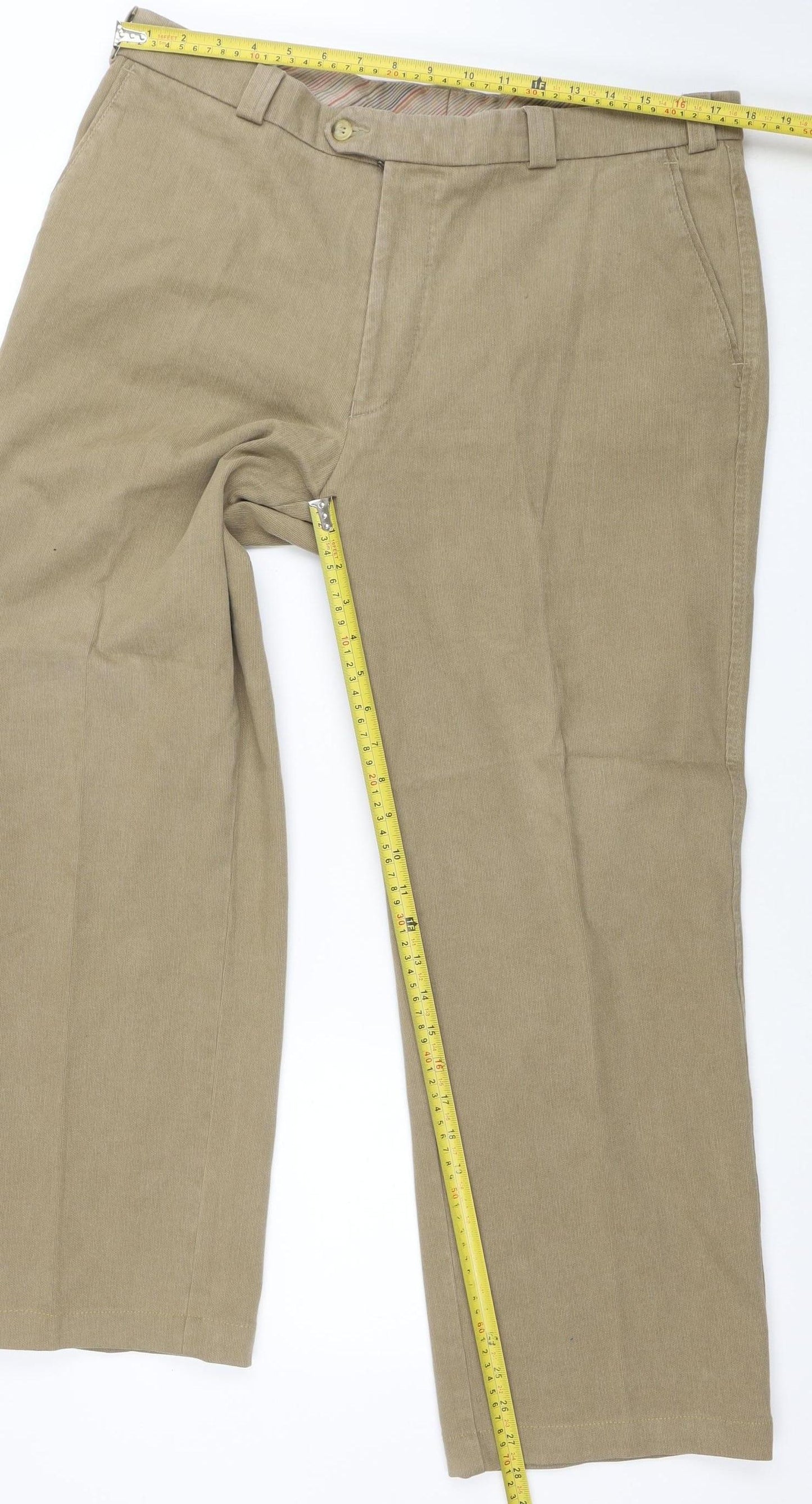 Douglas Men's Beige Chino Trousers 38in Regular Fit Cotton Blend