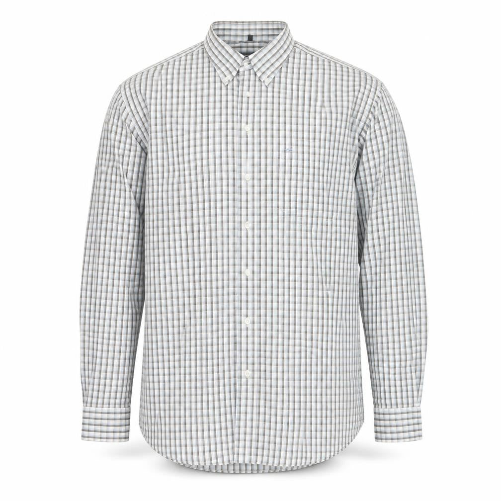 Camel Active Men's Blue Check Cotton Button-Down Shirt XL