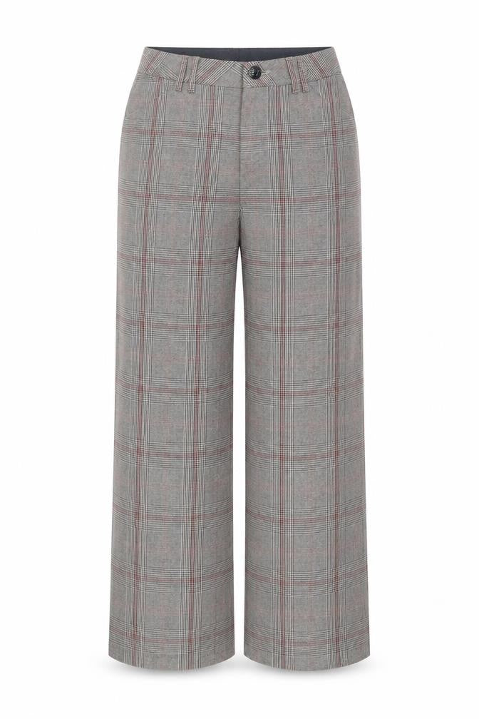 Teddy Smith Womens Grey Check Trousers Size 8 Straight Fit