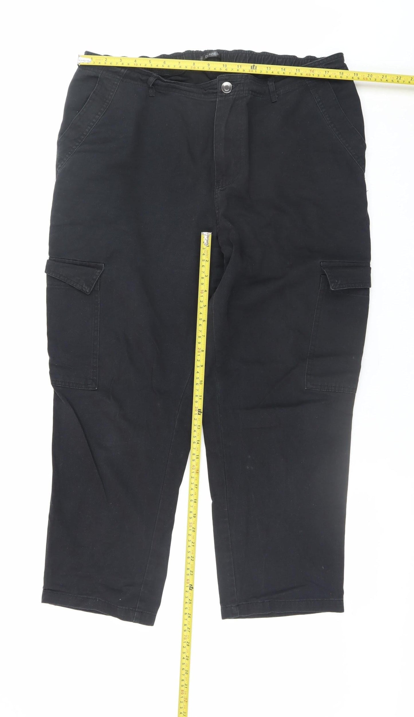 Dunnes Men Black Size 18 Cargo Trousers with Elastic Waist
