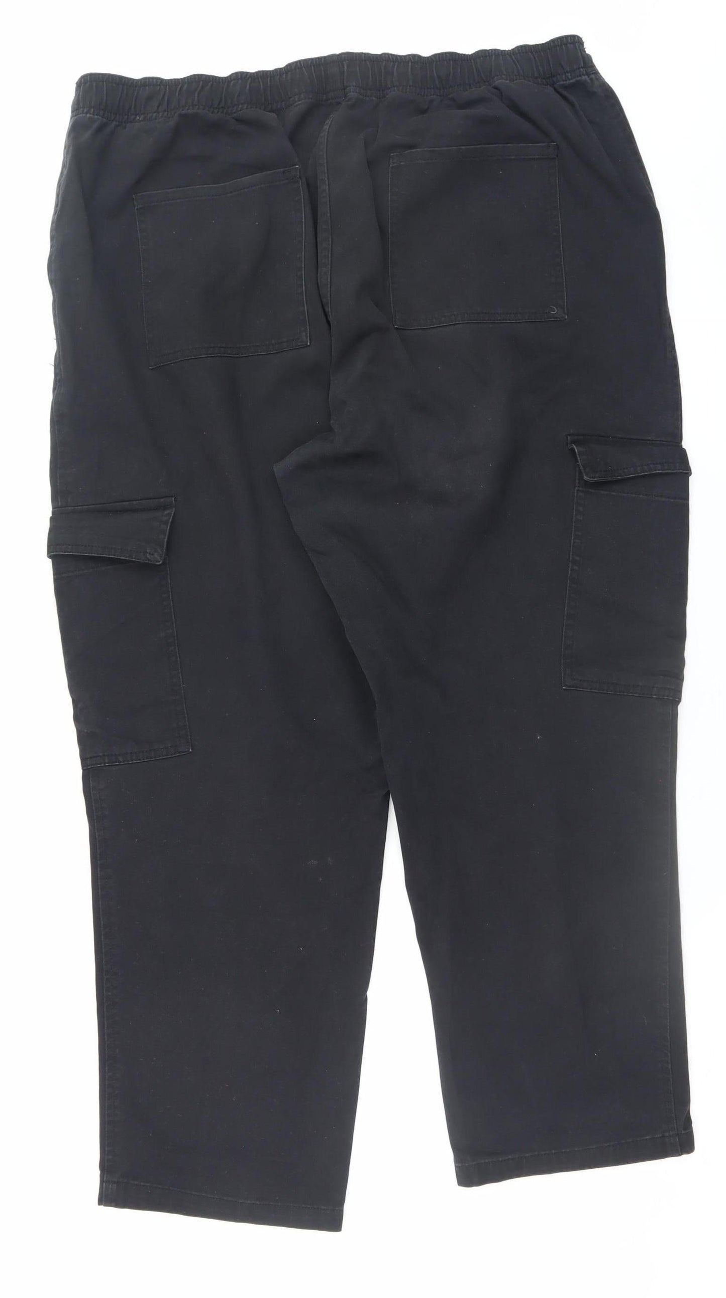 Dunnes Men Black Size 18 Cargo Trousers with Elastic Waist