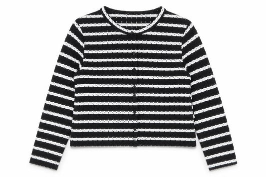 H&M Divided Women’s Black White Striped Knit Cardigan Size 14