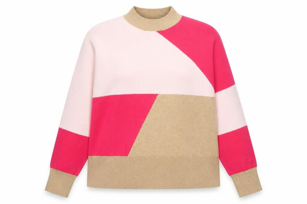 Marks & Spencer Women’s Multicoloured Geometric Mock Neck Jumper Size 22