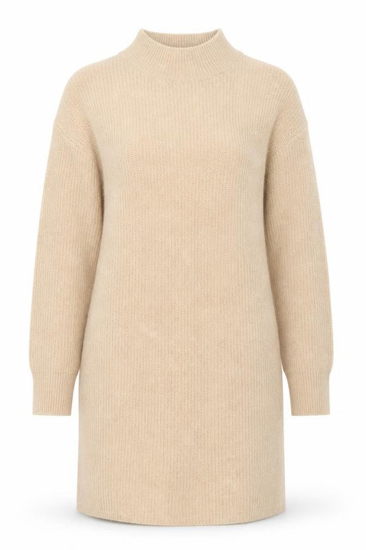 New Look Women’s Beige Knit Jumper Dress Size S Long Sleeve Mock Neck