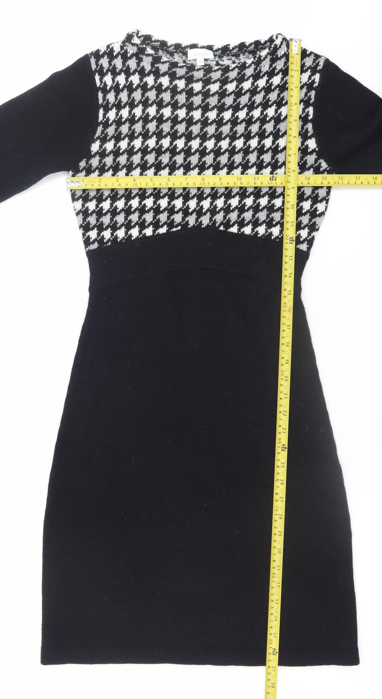 Untold Women’s Black Houndstooth Knit Bodycon Dress Size 8