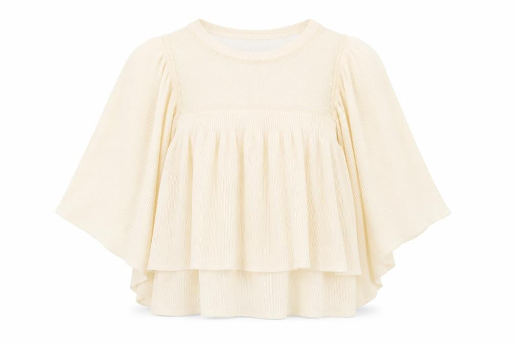 Zara Women Ivory Kimono Sleeve Sheer Blouse Size S