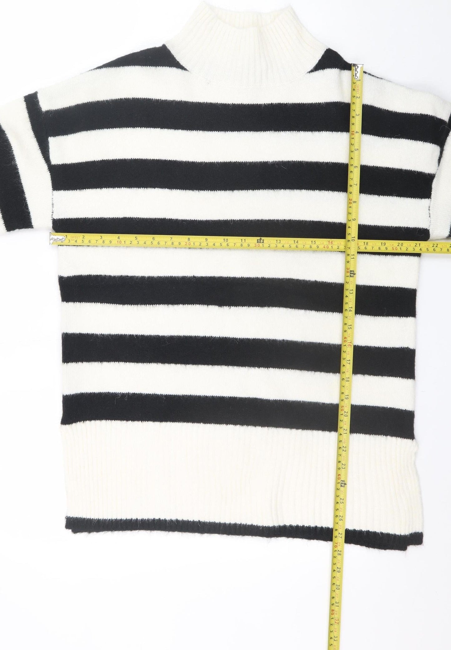 New Look Womens Black White Striped Mock Neck Jumper M