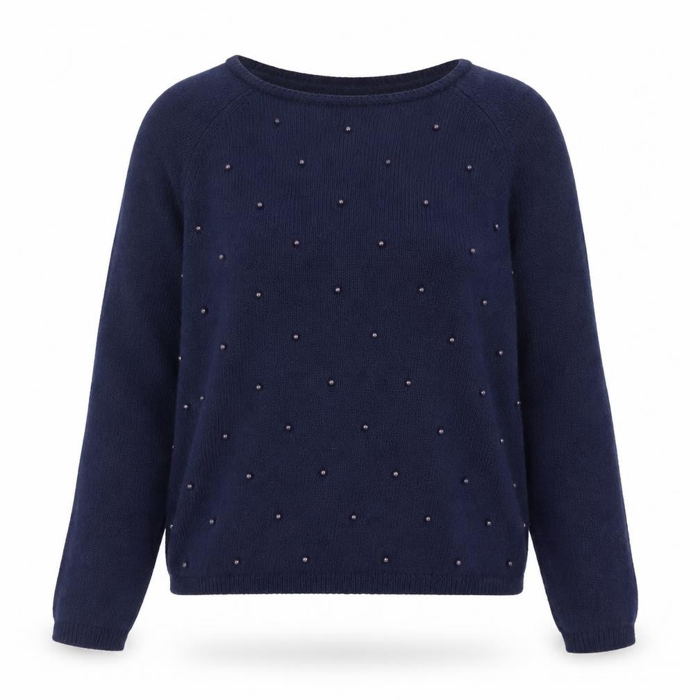 Marks & Spencer Women Blue Beaded Angora Knit Jumper Size 10