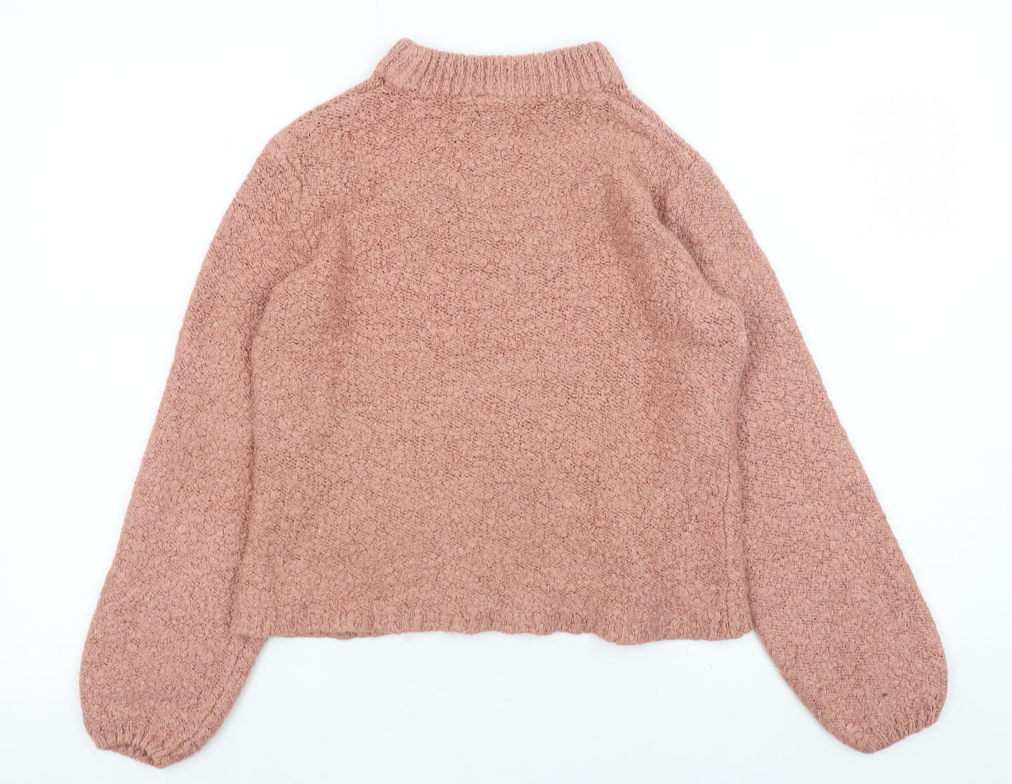 Vila Womens Pink Mock Neck Chunky Knit Pullover Jumper XS