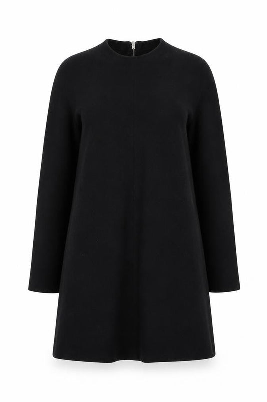 Zara Women Black Knit Shift Dress L Long Sleeve Round Neck