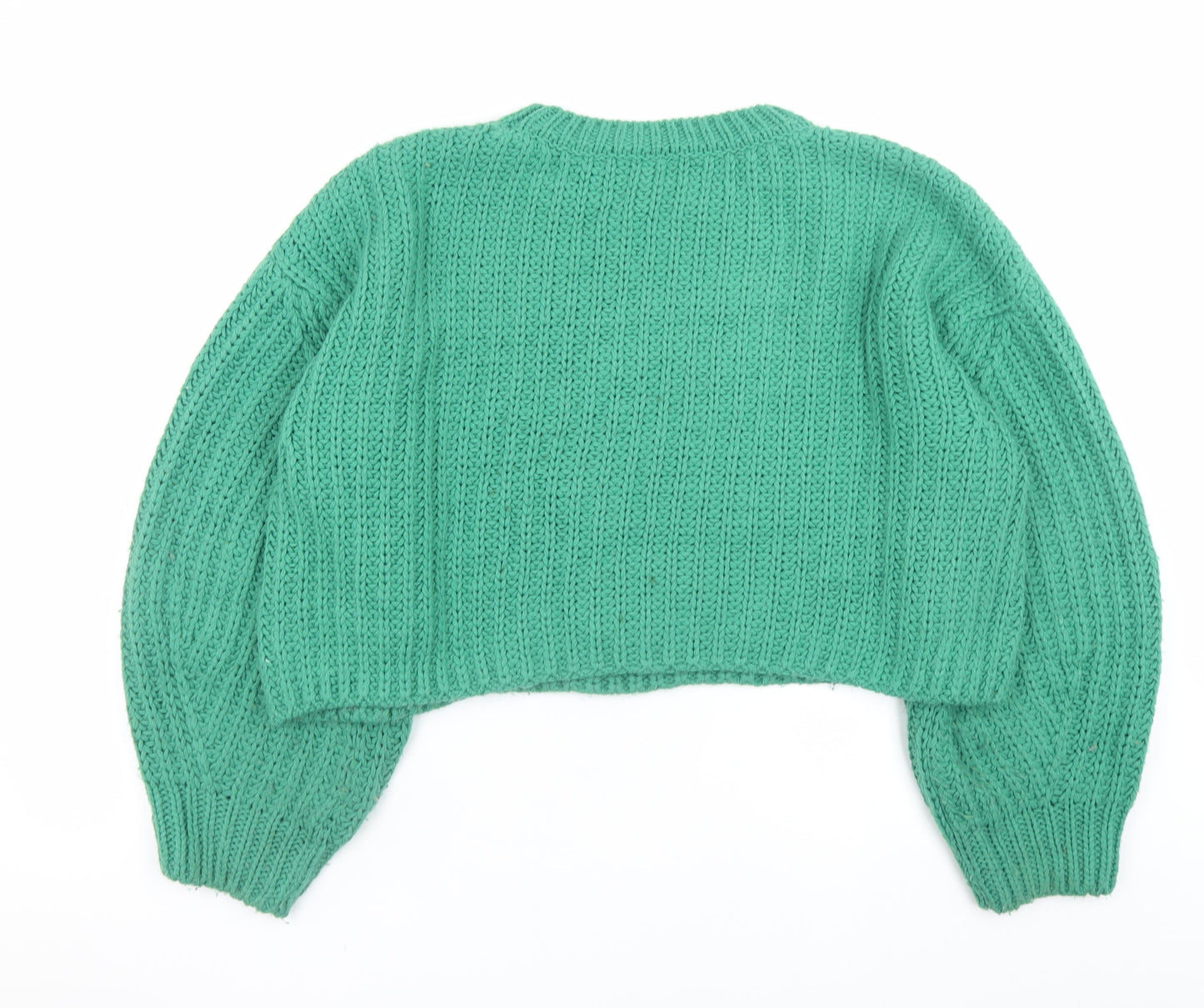 Topshop Women Green Chunky Knit Crew Neck Pullover Jumper M