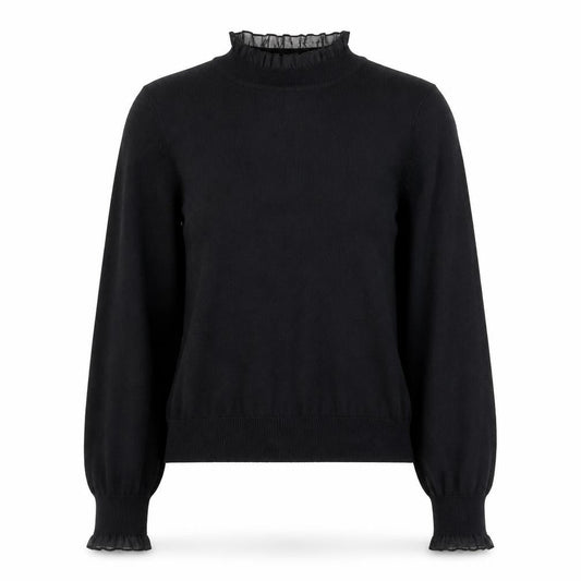 Next Womens Black High Neck Ruffle Trim Knit Jumper XS