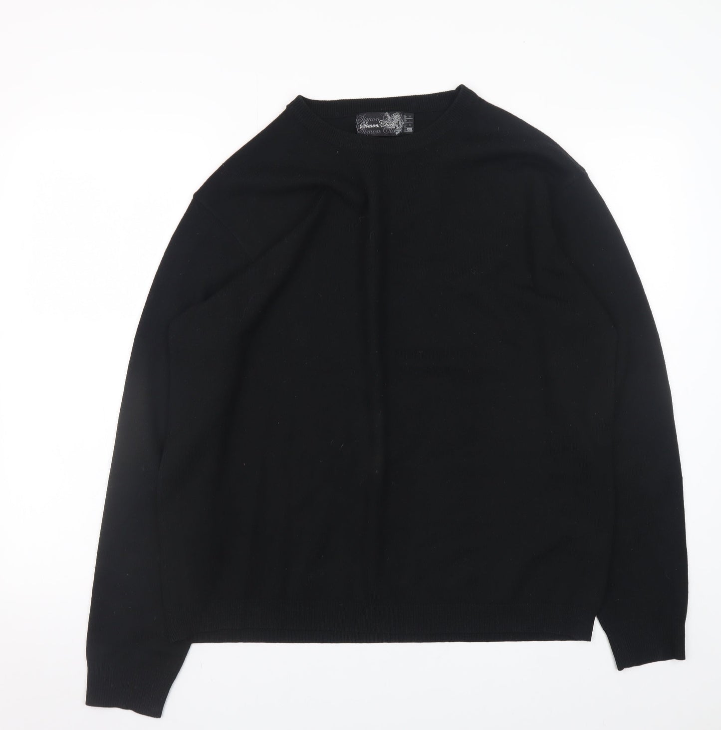 Simon Clark Men's Black 2XL Crew Neck Acrylic Pullover Jumper