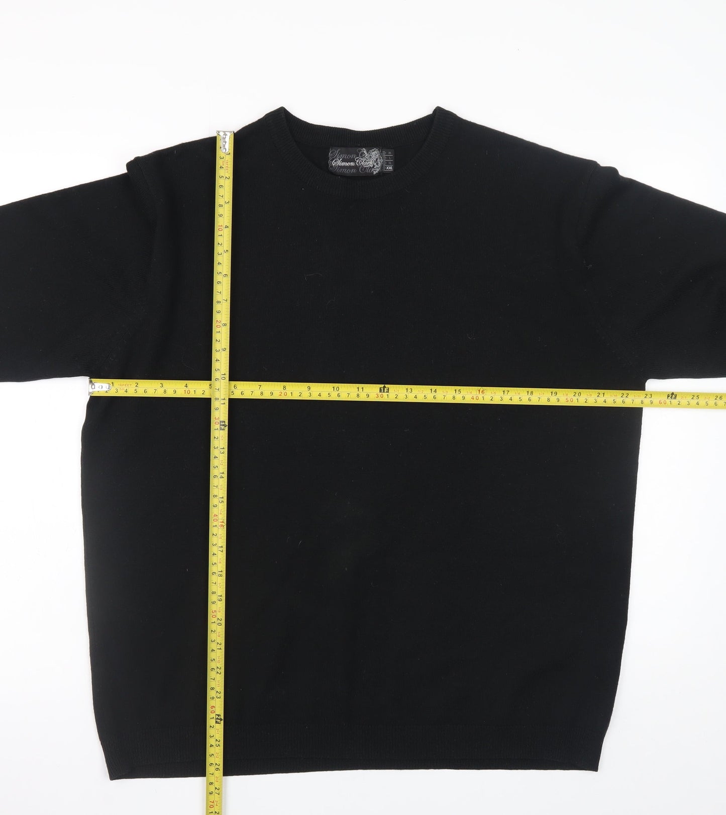 Simon Clark Men's Black 2XL Crew Neck Acrylic Pullover Jumper
