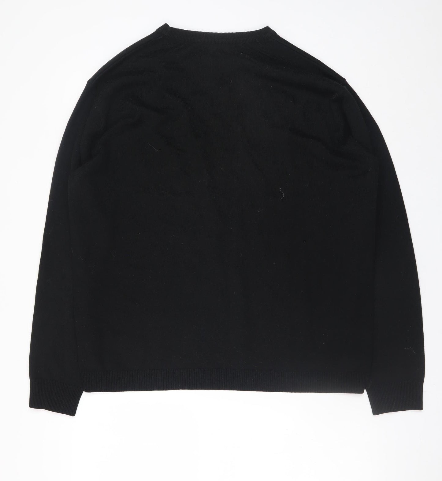 Simon Clark Men's Black 2XL Crew Neck Acrylic Pullover Jumper