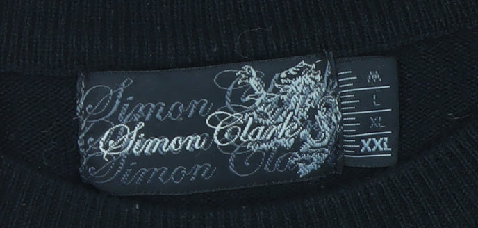 Simon Clark Men's Black 2XL Crew Neck Acrylic Pullover Jumper