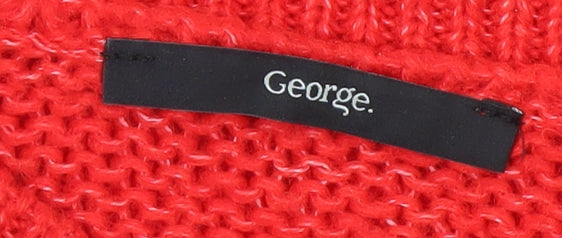George Women’s Red Puff Sleeve Knit Jumper Size L