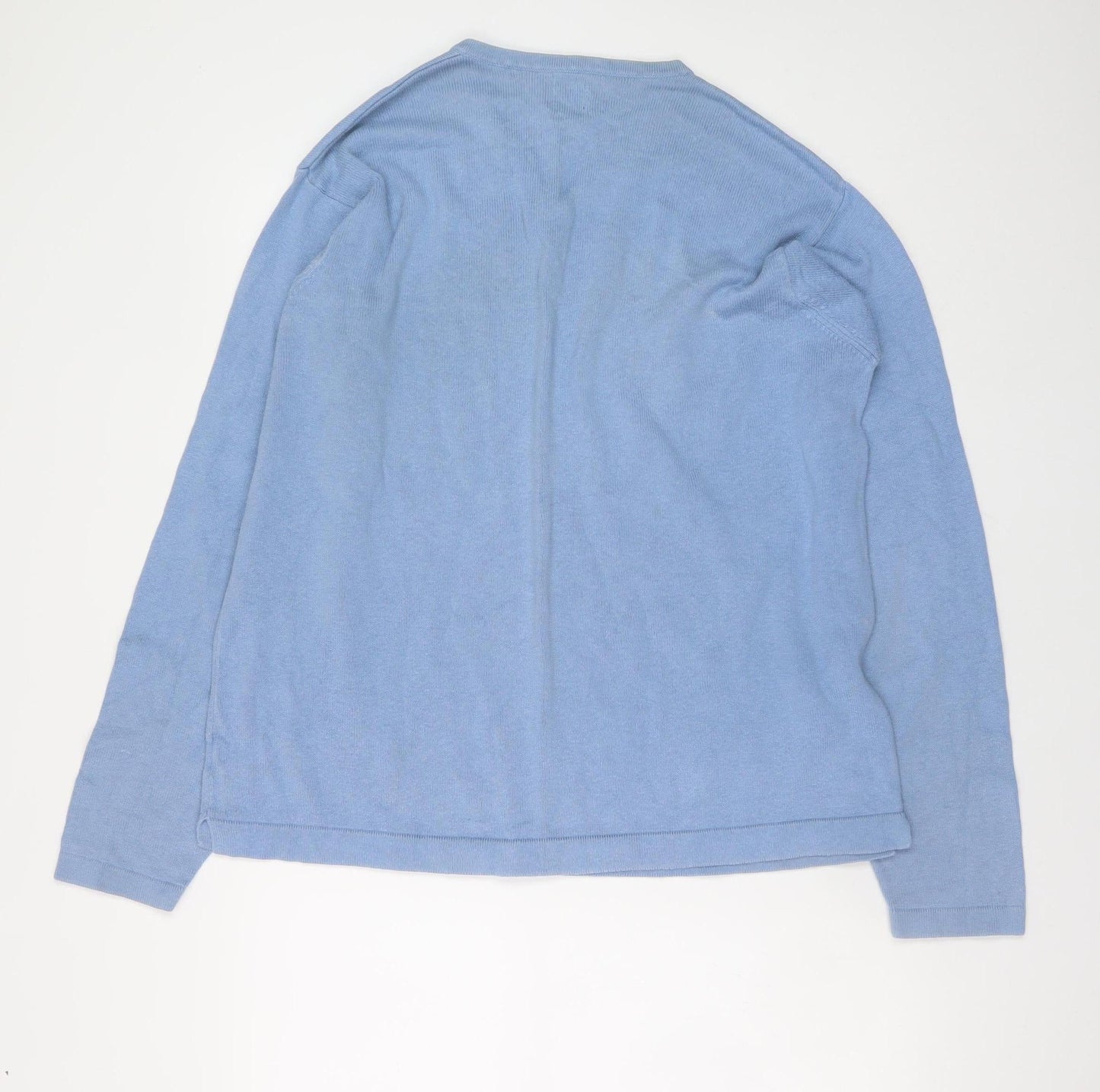 GAP Men's Blue Cotton V-Neck Pullover Jumper Size L