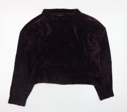 New Look Women's Purple Velvet Crew Neck Long Sleeve Jumper Size M