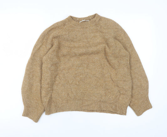 Mango Women Beige Wool Blend Pullover Jumper XS Classic Knit