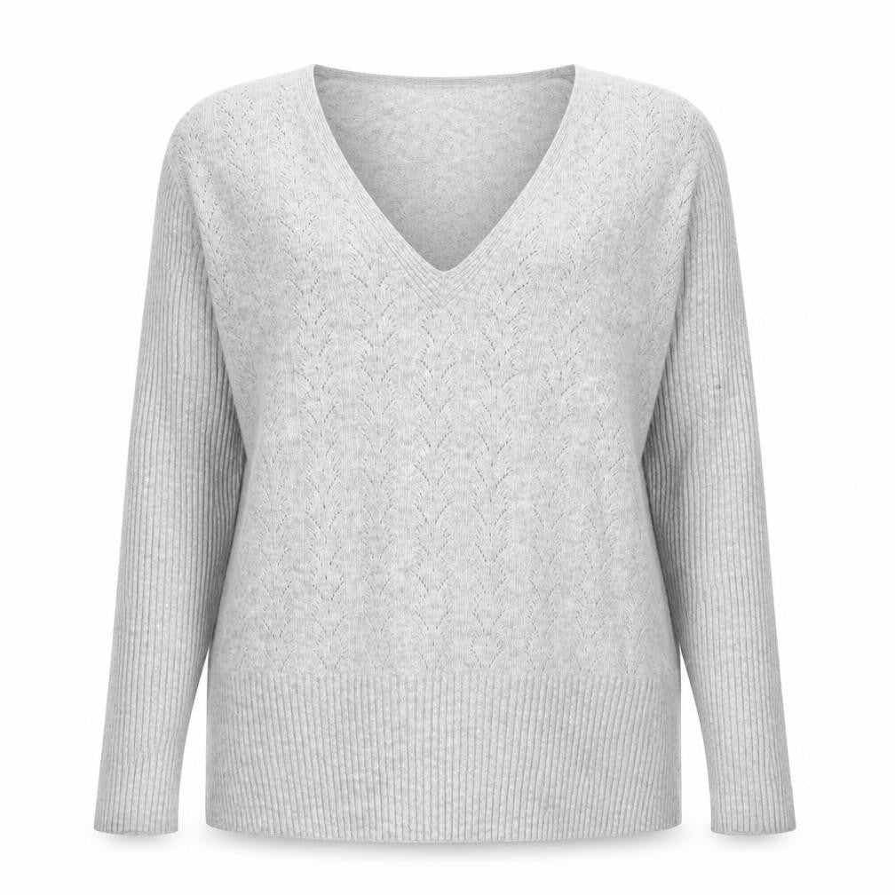 Next Women Grey V-Neck Long Sleeve Knit Jumper Size 18