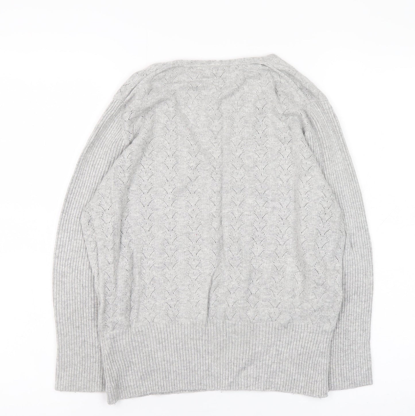 Next Women Grey V-Neck Long Sleeve Knit Jumper Size 18