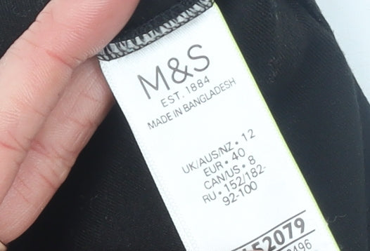 Marks and Spencer Womens Black Size 12 Pullover Hoodie Sweatshirt