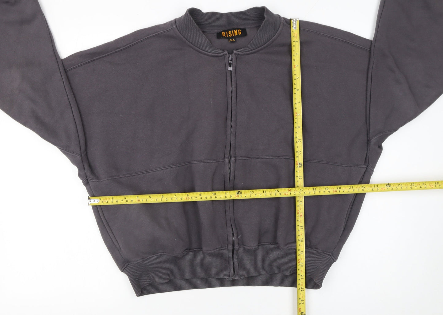 Rising Women Grey Full Zip Sweatshirt M/L Cotton Blend Casual