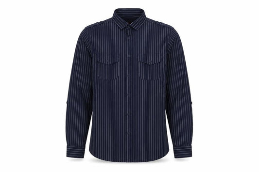 Burton Men's Blue Striped Long Sleeve Cotton Button-Up Shirt L