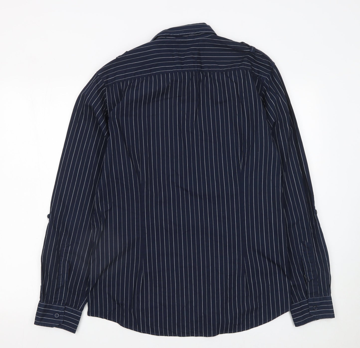 Burton Men's Blue Striped Long Sleeve Cotton Button-Up Shirt L
