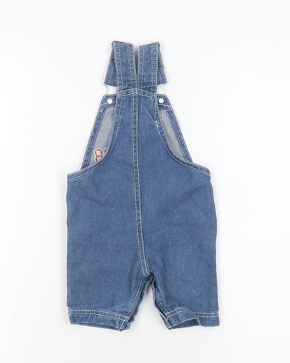 Close-up detail of Lee Cooper boys’ blue denim romper 3-6 months adjustable dungaree style