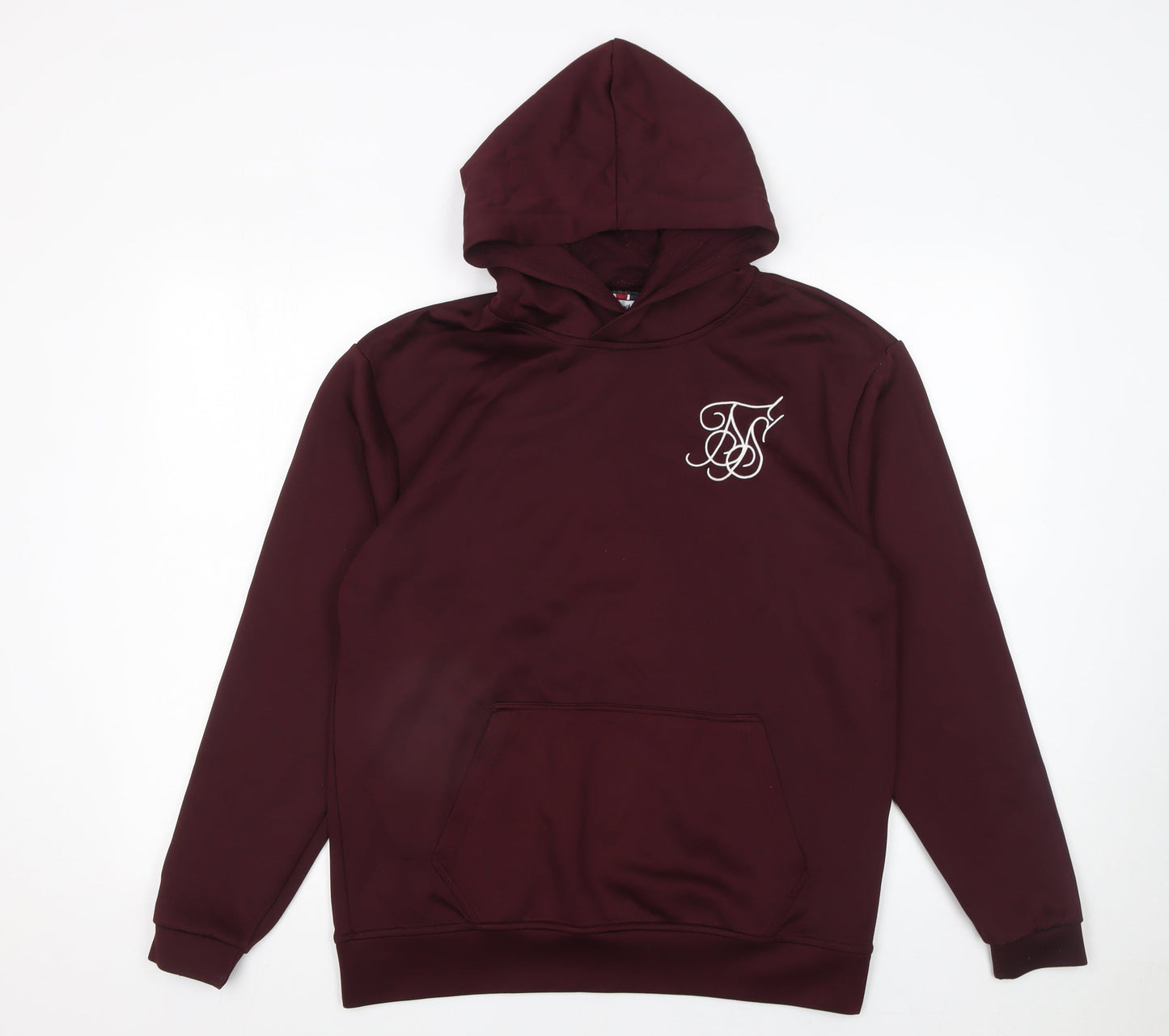 SikSilk Men's Brown Pullover Hoodie Size S Slim Fit Logo Sweatshirt