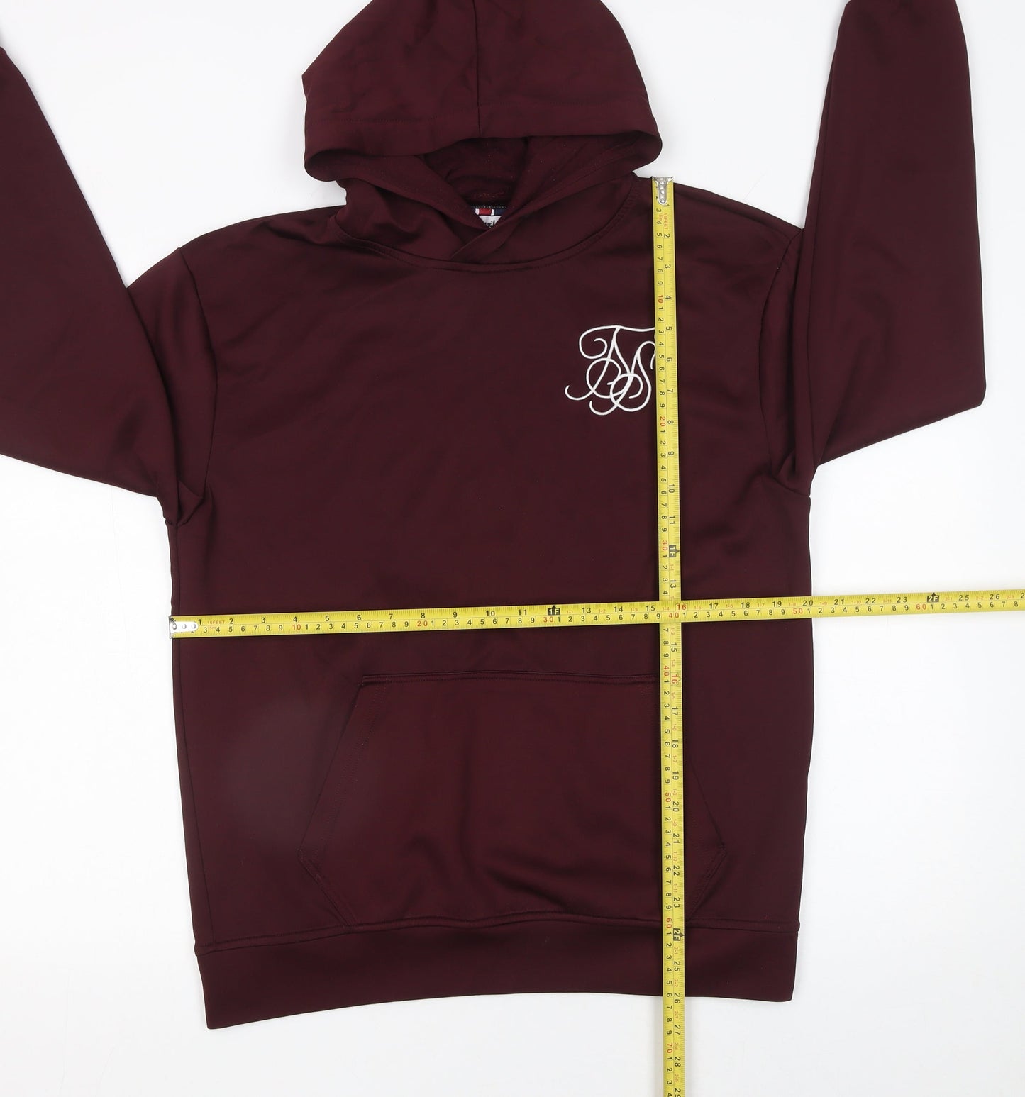 SikSilk Men's Brown Pullover Hoodie Size S Slim Fit Logo Sweatshirt