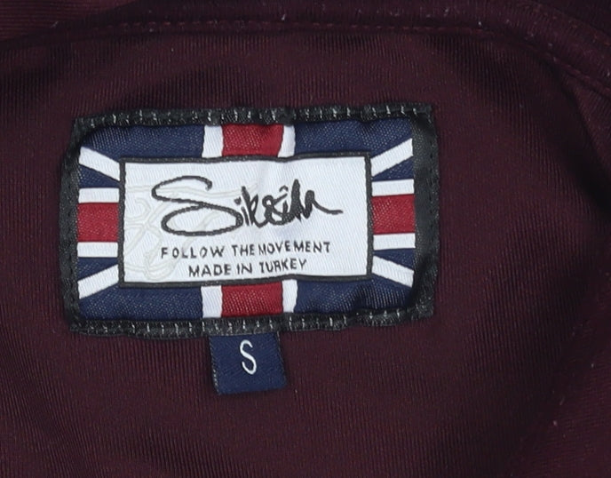 SikSilk Men's Brown Pullover Hoodie Size S Slim Fit Logo Sweatshirt