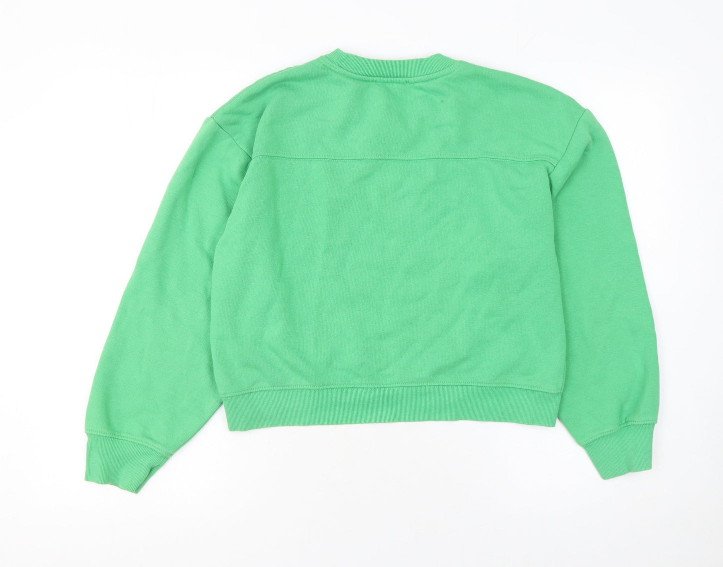 Zara Women Green Crew Neck Long Sleeve Pullover Sweatshirt Size S