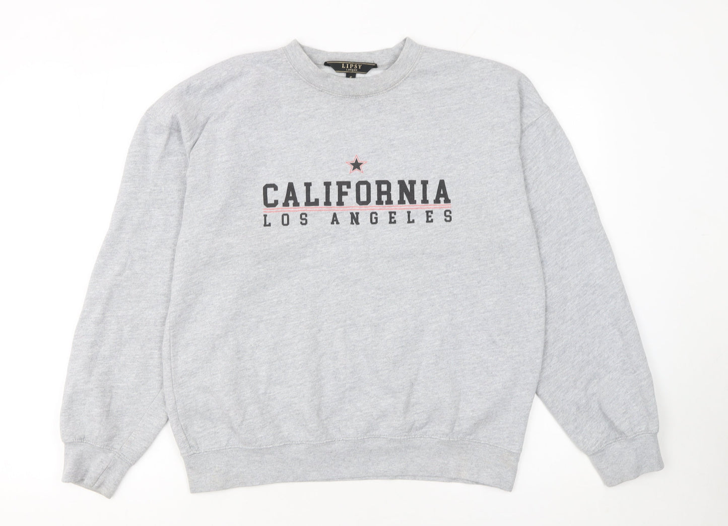 Lipsy Women Grey California Los Angeles Crew Neck Sweatshirt Size S