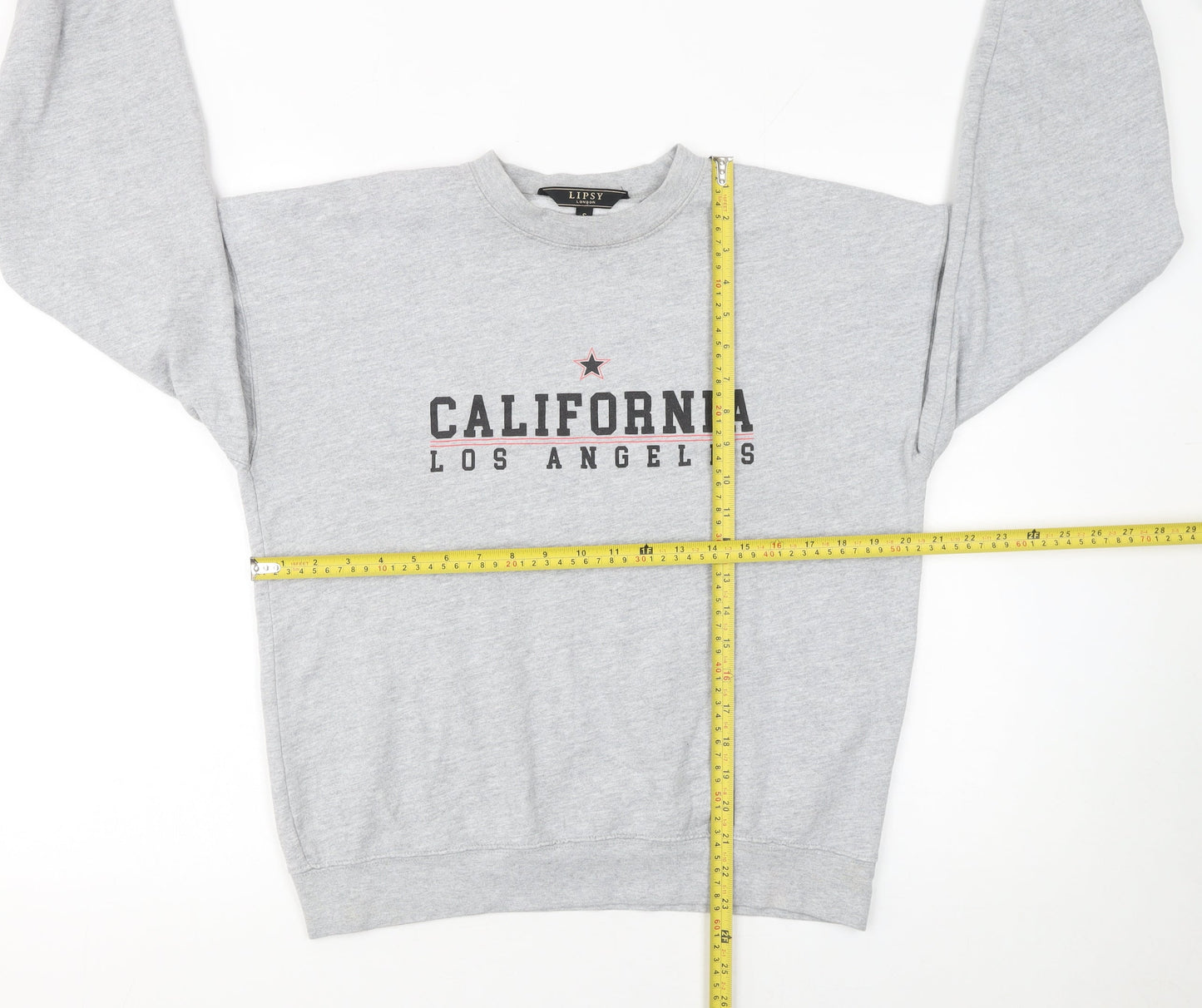 Lipsy Women Grey California Los Angeles Crew Neck Sweatshirt Size S