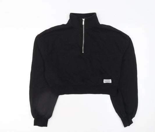 H&M Divided Women’s Black XS Half Zip Cropped Sweatshirt