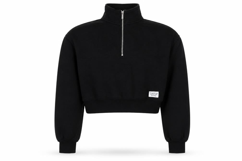H&M Divided Women’s Black XS Half Zip Cropped Sweatshirt